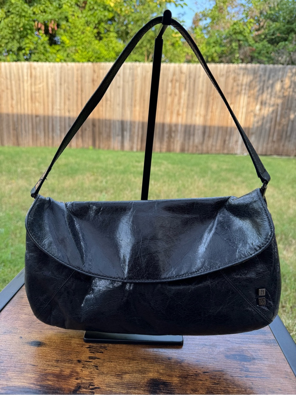 Helen Welsh Black Leather Hobo Shoulder Bag Convertible Clutch